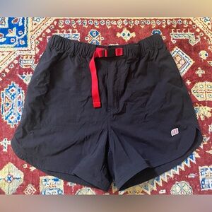 Topo Designs Black River Shorts with Red Webbing Belt Medium (Fits Like Small)